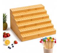 Cemssitu Bamboo Skewer Holder, 6-Tier Natural Bamboo Food Display Stand with 180 Holes and 100 Heart-Shaped Skewers, for Appetizer, Party, Buffet, Wedding (6-Tier)