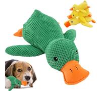 Cemssitu Calming Duck Dog Toy, The Mellow Dog Calming Duck, Yellow Duck Dog Toy, with Quack-Quack Sound, Plush Squeaky Dog Toys for Small, Medium, and Large Breeds (Green-Large)