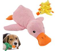 Cemssitu Calming Duck Dog Toy, The Mellow Dog Calming Duck, Yellow Duck Dog Toy, with Quack-Quack Sound, Plush Squeaky Dog Toys for Small, Medium, and Large Breeds (Pink-Large)