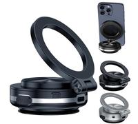 Cemssitu Car Electric Suction Cup Vacuum Magnetic Phone Holder, 360 Rotatable Magnetic Suction Phone Mount, Electric Suction Cup Phone Mount Compatible with Most Sizes of Smartphones (Black)