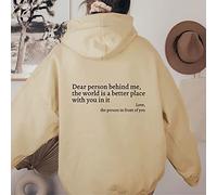 Cemssitu Dear Person Behind Me Hoodie, Dear Person Behind Me Sweatshirt for Women, Dear Person Behind Me Hoodie You Are Enough (Beige,S)