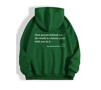 Cemssitu Dear Person Behind Me Hoodie, Dear Person Behind Me Sweatshirt for Women, Dear Person Behind Me Hoodie You Are Enough (Green,L)