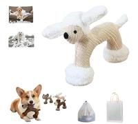 Cemssitu Linen Safari Companions Squeaky Dog Toys-Dog Toy with Squeaker，Durable、Linen Animals for Small Medium Big Dogs, Tough Chewers Dog Squeaky Toy for Boredom Relief&Interactive Play (White)
