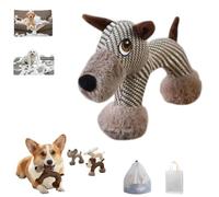 Cemssitu Linen Safari Companions Squeaky Dog Toys - Dog Toy with Squeaker，Durable、Linen Animals for Small Medium Big Dogs, Tough Chewers Dog Squeaky Toy for Boredom Relief&Interactive Play (Brown)