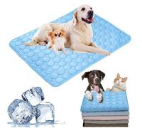 Cemssitu Washable Cooling Mat for Dogs, Ice Silk Cooling Dog Bed, Summer Pet Cooling Mat for Indoor & Outdoor, Durable Sofa Cooling Pad Blanket for Small Medium Large Dogs/Cats (28 * 22 in,Blue)