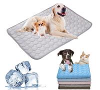 Cemssitu Washable Cooling Mat for Dogs, Ice Silk Cooling Dog Bed, Summer Pet Cooling Mat for Indoor & Outdoor, Durable Sofa Cooling Pad Blanket for Small Medium Large Dogs/Cats (28 * 22 in,Grey)