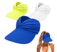 Cemssitu Women's UPF 50+ UV Protection Sun Visor Hat - Wide Brim Lightweight Foldable Ponytail Cap for Summer Outdoor Walking Golf (3pcs-5)