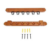 CEMTUKLBP Estante de cues de billar montado en la pared para 6 cues, estante de madera para cues de billar, soporte ahorrador de espacio para cues de pool de madera con goma y base ranurada,