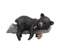 CEMTUKLBP Figura de Oso Negro, Estatua de Resina de Animal, Lindo Oso durmiendo en una Rama de árbol, decoración para jardín, Patio al Aire Libre, Adorno de Arte de Resina Resistente a la in