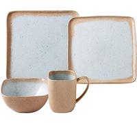 Cena elegante para restaurantes de lujo y hogar, juegos de vajillas de porcelana, tazones y juegos de platos cuadrados | 22 piezas Sesame Glaze Craft Ceramics Cena Combination Set Kitchenware de