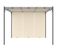 Cenador de exterior 3 x 3 x 2,25 m con cortina lateral, color crema | Techo abatible de tela, estructura de acero barnizado en polvo, protección solar