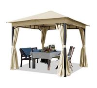 Cenador de jardín 3x3 m Aprox. 180g/m² Lona de Techo pabellón Impermeable 4 Lados Carpa de Fiesta Champaña