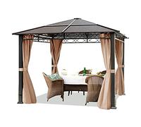 Cenador de jardín 3x3 m Impermeable ALU Deluxe con 4 Partes Laterales Carpa Party en Techo de Bronce translúcido PC