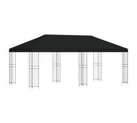 Cenador de jardín 6 x 3 m Negro Poliéster y Acero 190 gsm | Techo recubierto de PA, ventilación de dos capas, marco de acero galvanizado, bajo mantenimiento, uso exterior versátil