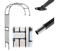 Cenador de jardín de metal de 94.5 pulgadas montado en la pared con medio arco, enrejado de rosas para decoración al aire libre, elegante enrejado negro/blanco para plantas trepadoras y flores