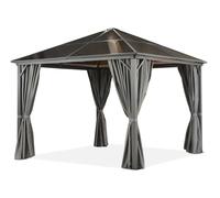 Cenador de jardín Milos 3x3m con mosquitera y cortinas grises Garden Point