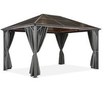 Cenador de jardín Milos 3x4m con mosquitera y cortinas grises Garden Point