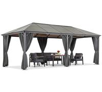 Cenador de jardín Milos 3x6m con cortinas grises y mosquitera Garden Point