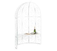 Cenador de jardín rosie con banco metal blanco 58x120x178 cm
