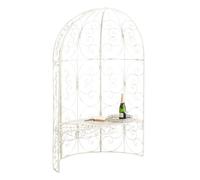 Cenador de jardín rosie con banco metal crema antiguo 58x120x178 cm