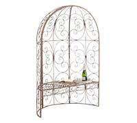 Cenador de Jardín Rosie con Banco de 2 Plazas Incluido I Banco de Jardín con Semi-Arco para Flores I Pérgola de Jardín con Banco I Color:, Color:Antiguo marrón