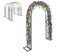 Cenador de sellado de enrejado negro para planes de escalada al aire libre, decoración de boda, soporte de rosas, 4.6 f de ancho x 7.2 f de alto, disponible en blanco/verde/bronce