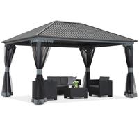 Cenador metálico Cerdeña 3x6 con mosquitera Garden Point antracita