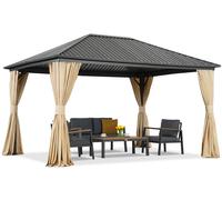 Cenador metálico Cerdeña con cortinas 3x4 Garden Point beige