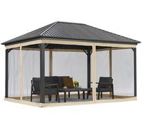Cenador metálico Cerdeña con mosquitera 3x4 Garden Point beige