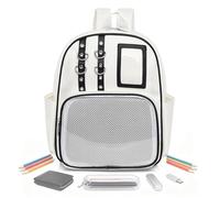 cenamiento de múltiples Bolsillos con Panel Transparente, Mochila de Hombro para coleccionista de Insignias para exhibición de Ventana Transparente, Elegante Cuero de PU, 11.81x5.51x12.99 pulg