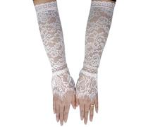 CENAST Guantes sin dedos para mujer, puños de muñeca de encaje, mangas falsas, accesorio de disfraz para boda, fiesta de Halloween, #11 blanco, Talla única