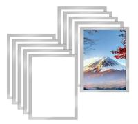 CENBEN 10 Pcs A4 Marco Magnético Autoadhesivo, Información Marco Plateado, Pantalla Impermeable, Fundas para Letreros,Fotos, Documento,Paredes y Ventanas,Cierre Magnético,Funda Magnética