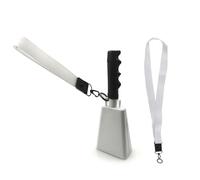 Cencerro con mango para hacer ruido, campanas escolares, llamadas a mano, vacas de mano, para fútbol, cencerros con asa para eventos deportivos, juegos de fútbol