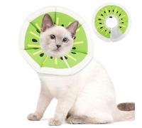 CENCERY Collar Donut Suave para Gatos, Estampado de Kiwi, Talla S. Collar Ajustable para recuperación, Evita Que se laman o rasquen heridas Tras cirugía. para cuellos de 13-25 cm.