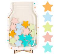 CENCERY Tarro de recompensa para niños Tarro de recompensas de Madera Frascos y fichas de recompensa Gráficos de recompensas para niños Tarro de Estrella de Comportamiento