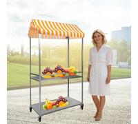 cendbirut Carro de Venta Ambulante Plegable para Exteriores con toldo a Rayas, Puesto Comercial Tipo quiosco, Quiosco de Venta de Aperitivos, para Bodas, Fiestas y mercados,Amarillo,100cm