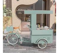 cendbirut Triciclo de Vending Móvil para Alimentos y Bebidas, Carro de Comida Callejera, Bicicleta de Vending Estable de Hierro con Sombrilla y Pedales, para Artistas y Vendedores de Comida,Style2,C