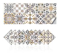 Cendray Adhesivos para azulejos de mosaico impermeable PVC autoadhesivo decoración adhesivos para azulejos simples estilo Marruecos, paredes adhesivas DIY (80,10 x 10 cm)