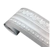 Cenefa adhesiva con diseño floral para decoración del hogar, 10,5 cm x 5 m, gris