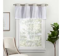 Cenefa Catarina de capas exclusivas, opaca y transparente con ojales, 132 x 45 cm, color gris nube