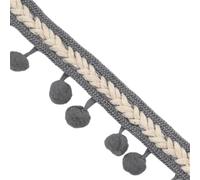 Cenefa con flecos y lentejuelas Cinta con borlas de encaje pompones 1,2 cm, cinta flecos bordados vintage, accesorios costura for manualidades, suministros decoración, yardas(Gray)