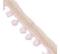 Cenefa con flecos y lentejuelas Cinta con borlas de encaje pompones 1,2 cm, cinta flecos bordados vintage, accesorios costura for manualidades, suministros decoración, yardas(Pink)