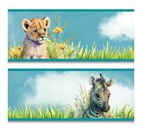 Cenefa de 15 cm x 200 cm para habitación infantil, habitación de bebé, decoración, pegatina, cenefa de pared autoadhesiva, vinilo decorativo para niños, niñas y niños Y033 (animales acuarelas)