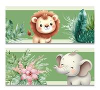 Cenefa de 15 cm x 200 cm para Habitación Infantil y de Bebé, Pegatinas Decorativas Autoadhesivas para Pared, Niños y Niñas Y033 (Animales)