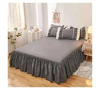 Cenefa De Cama/Faldas De Cama Funda Envolvente Tamaño King/Simple/Doble 120/150/180 * 200 Cm Falda De Cama Púrpura Fácil De Quitar Caída De Volantes De 45 Cm (Color: P, Tamaño: 1 Pieza 200 * 220 Cm) (
