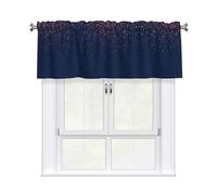 Cenefa de cortina con estampado de cielo y estrellas, color azul marino, 137 x 45,7 cm, semitransparente, 1 panel de cortinas cortas para dormitorio, baño