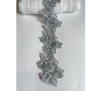 Cenefa de encaje floral 3D con cuentas bordadas bordadas de encaje tela apliques florales cinta de encaje cinta de encaje hecho a mano accesorios de costura DIY manualidades para disfraces sombreros