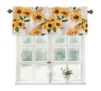 Cenefa de ventana de girasol, adorno de estilo vintage con flores, agricultura, naturaleza, inspiración botánica, cenefa de cortina para cocina, dormitorio, baño, decoración con bolsillo para barra,