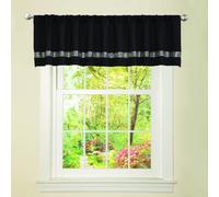 Cenefa individual con lentejuelas Lush Decor Night Sky de 213 cm de ancho x 45 cm de largo, color negro y gris. Cortina extra ancha para cocina.