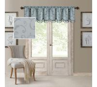 Cenefa opaca con volutas de jacquard Mia de Elrene Home Fashions, 132 x 48 cm (1 cenefa), color azul